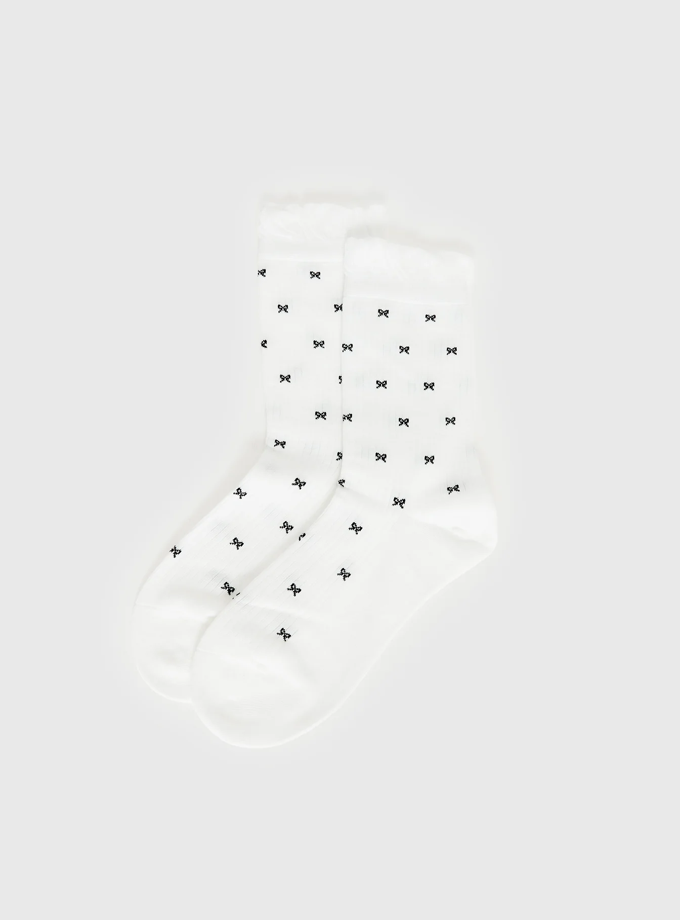 Soffie Frill Detail Bow Socks White