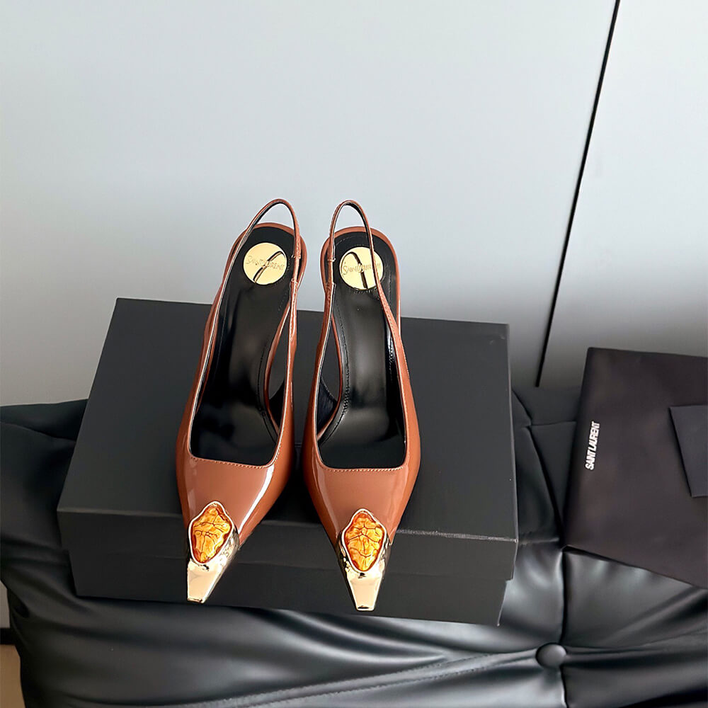 YSL Loulou Slingback Pumps in Patent Leather - Top Club