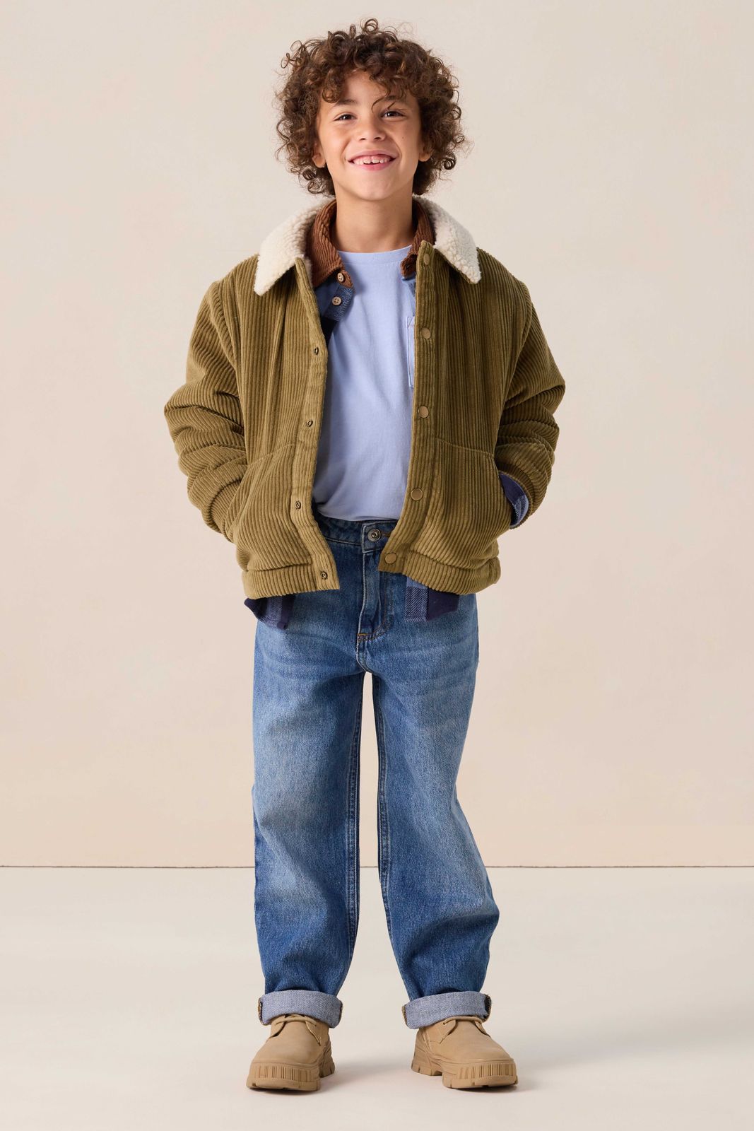 Groene reversible corduroy jas