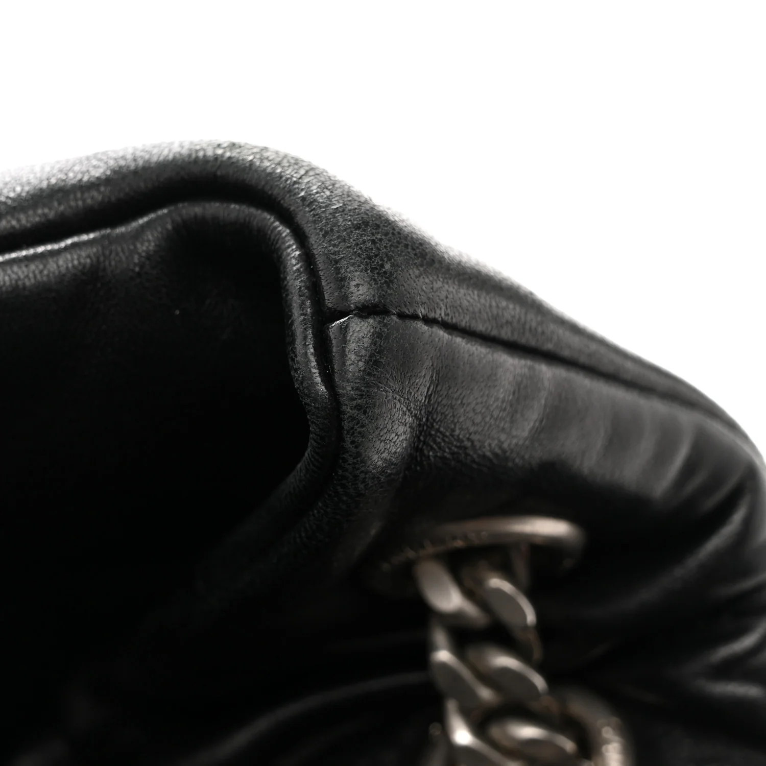 Lambskin Quilted Medium Loulou Puffer Monogram Chain Satchel Black - Top Club