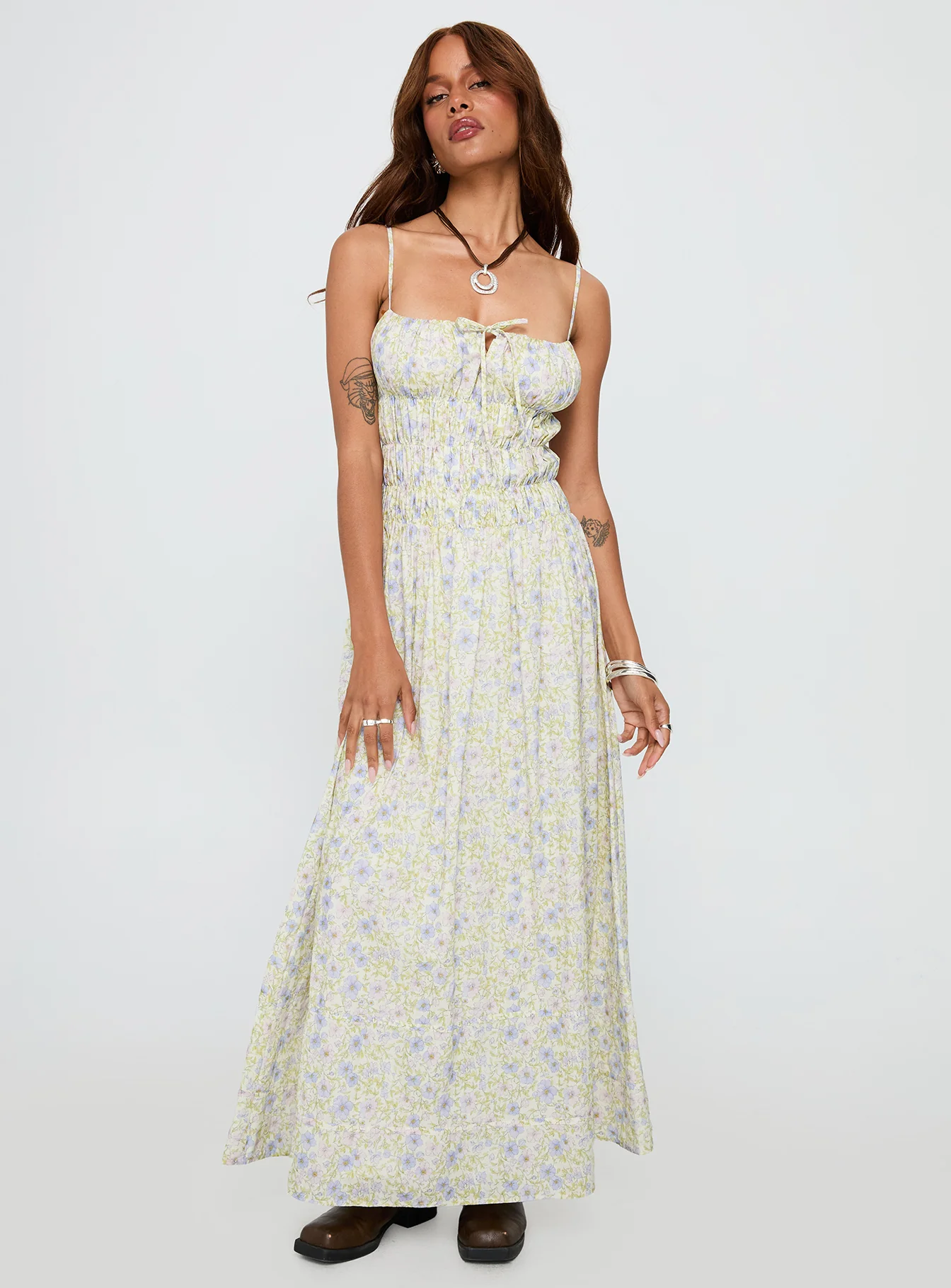 Loralei Shirred Maxi Dress Floral