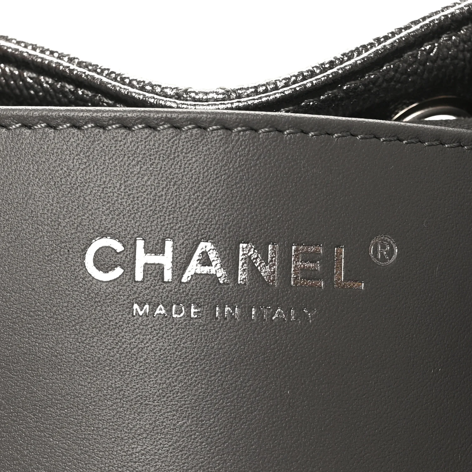 Metallic Caviar Quilted Small Chanel 25 Handbag Silver - Top Club