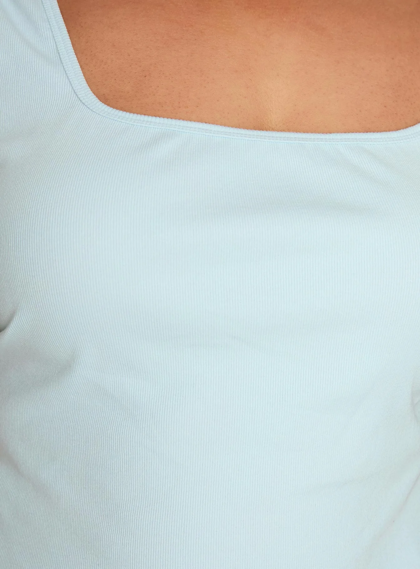 Baseline Square Neck Rib Tank Top Light Blue Curve