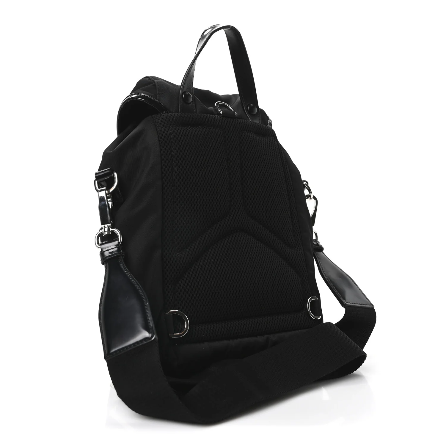 Nylon Brushed Calfskin Mini Sling Backpack  Black - Top Club