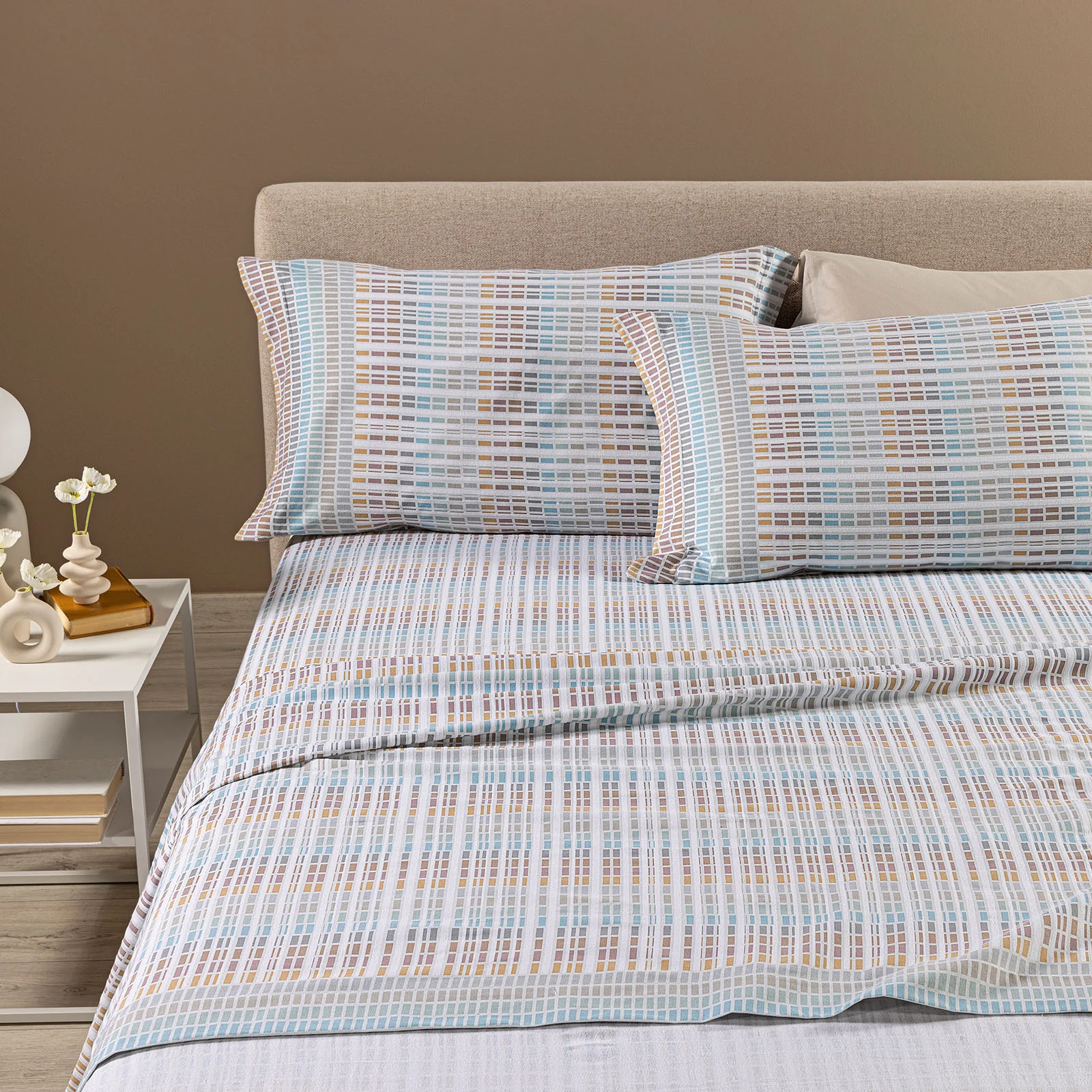 Completo Lenzuola In Flanella Norvegia Flanella King Grigio Caleffi