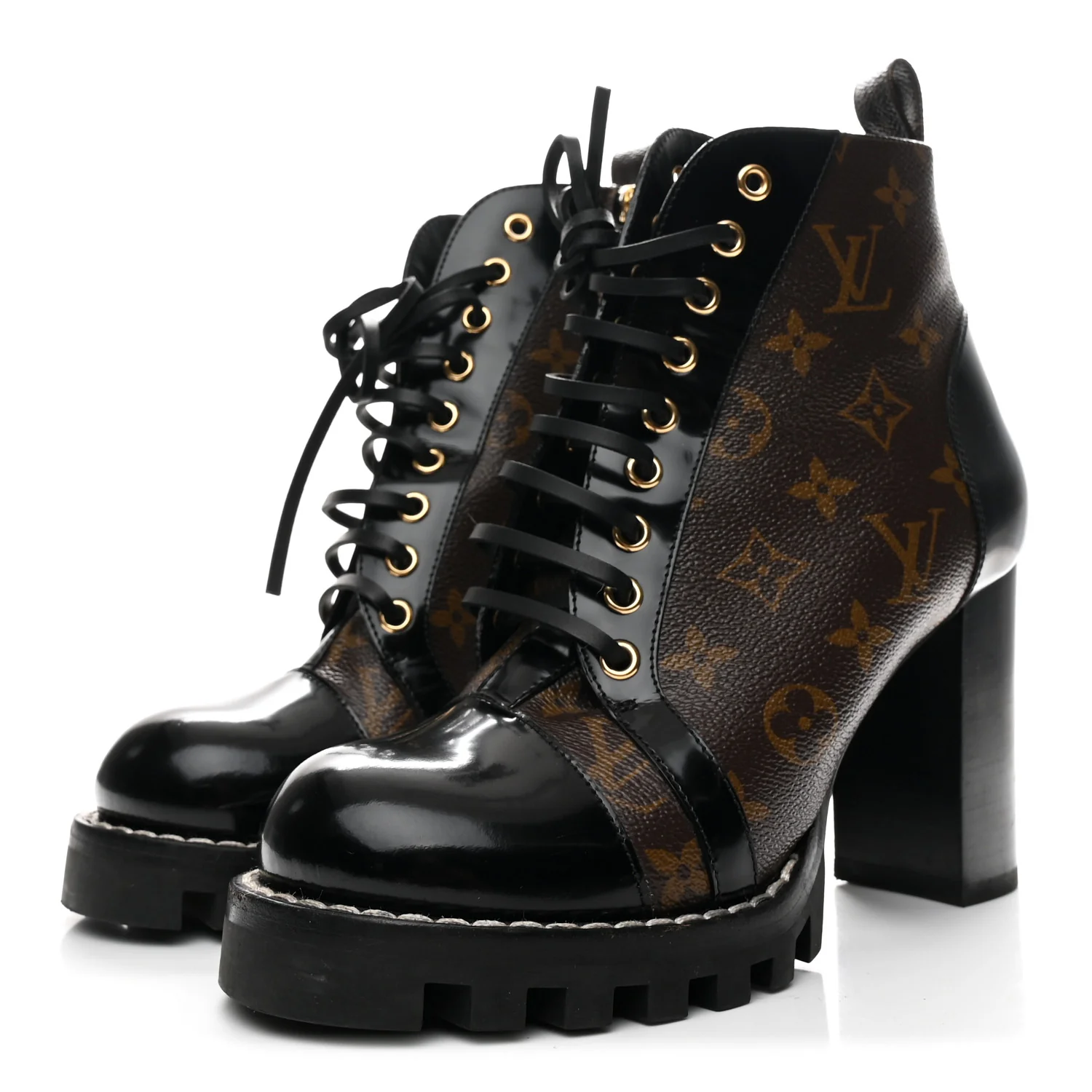 Patent Calfskin Monogram Star Trail Ankle Boots 39 Black - Top Club