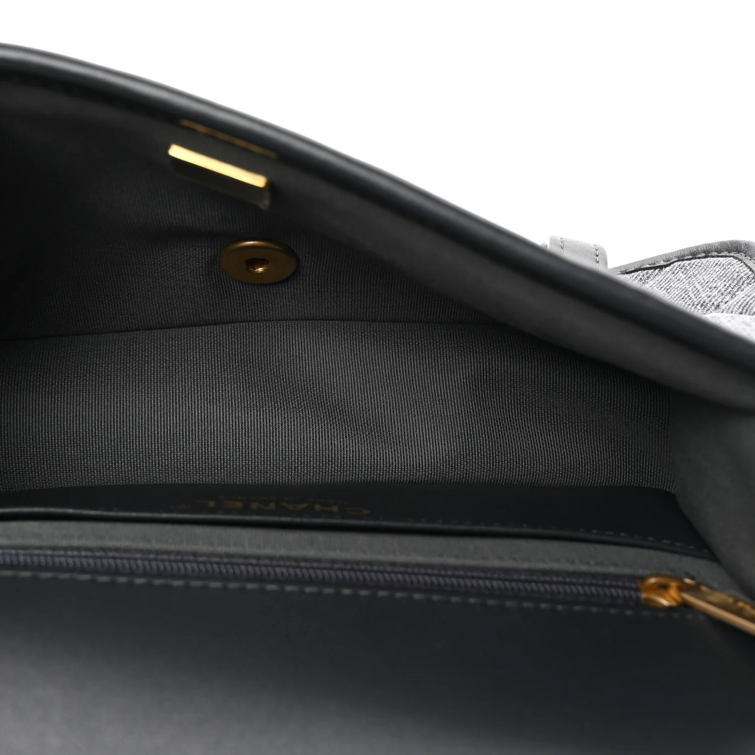 Washed Denim Quilted Messenger Flap Black - Top Club