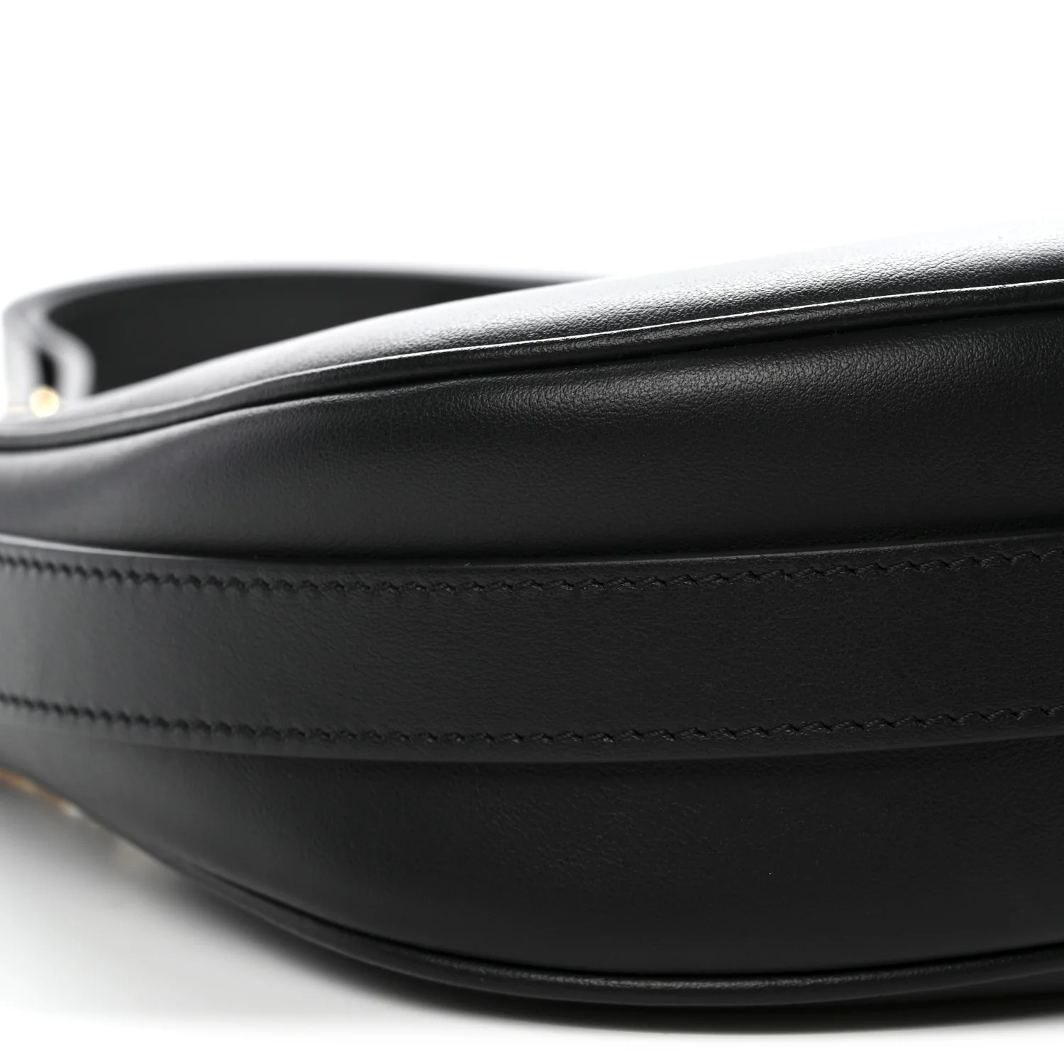 Smooth Calfskin Medium Strap Ava Shoulder Bag Black - Top Club