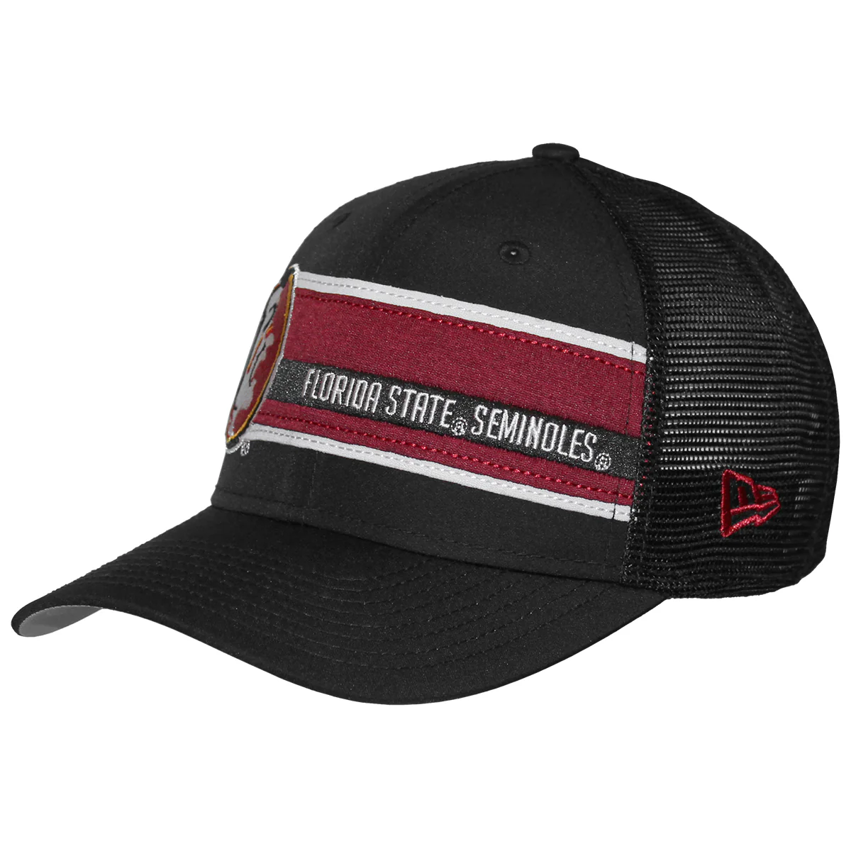 New Era Vault Seminole Logo/Florida State Seminoles Design 970SS Adjustable Trucker Cap - Black - MoB Apparel
