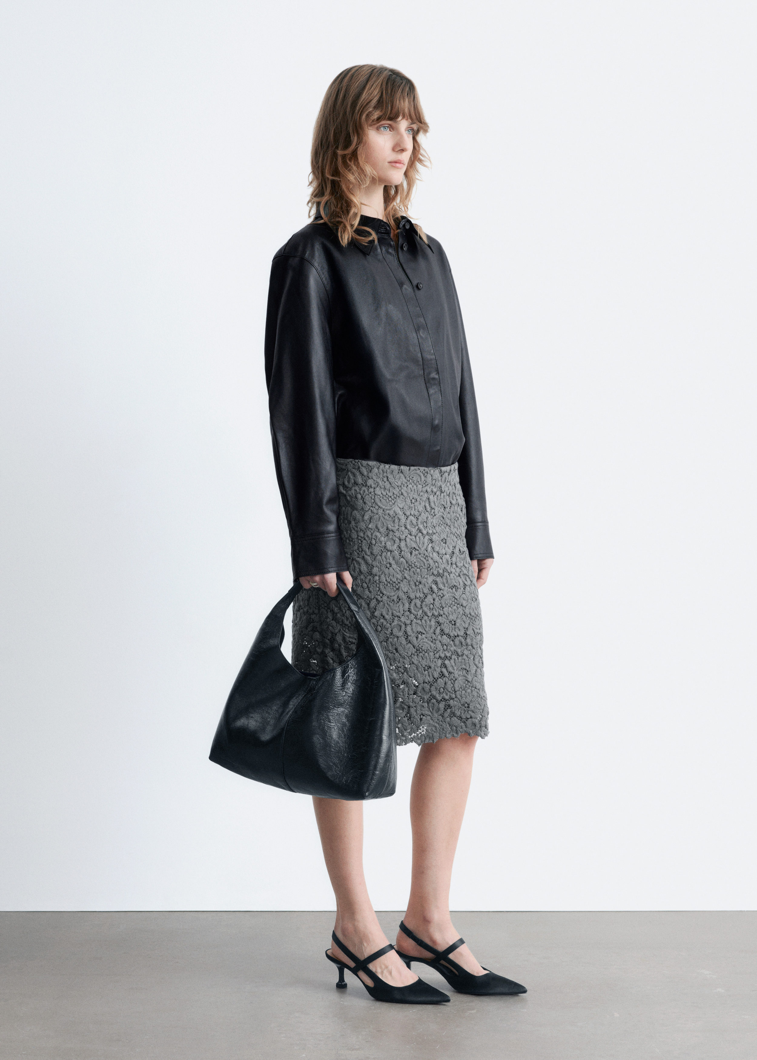 & Other Stories PENCIL LACE MIDI SKIRT