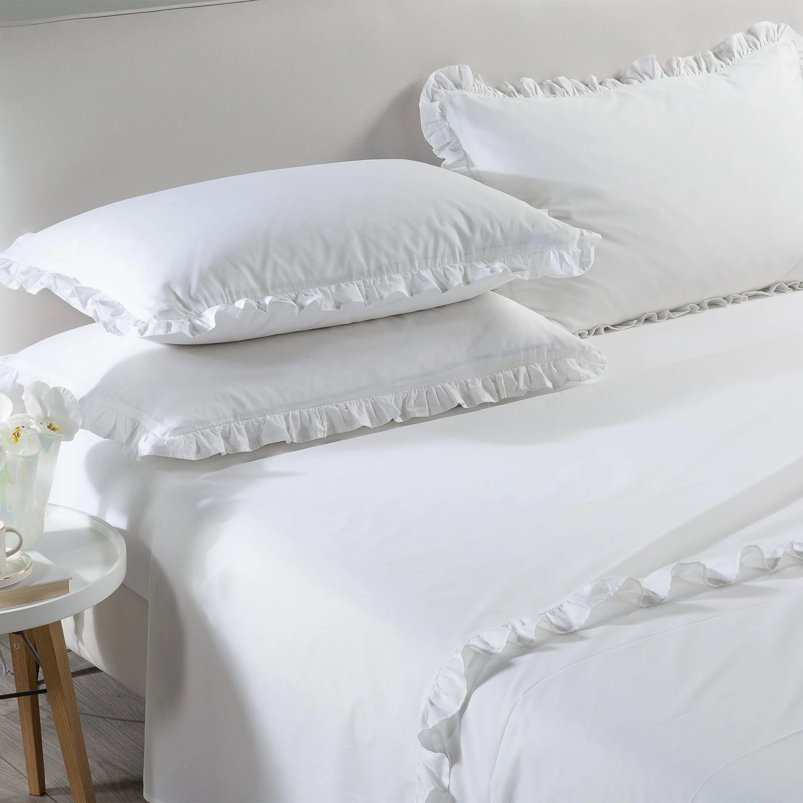 Complete sheets in Iris percalle white dreaming marriage