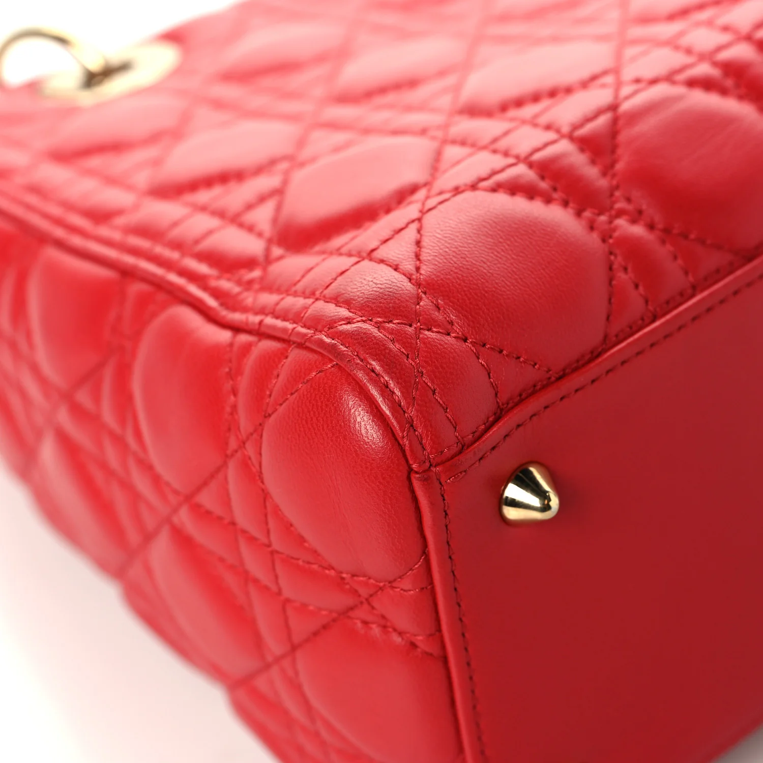 Lambskin Cannage Medium Lady Dior Red - Top Club