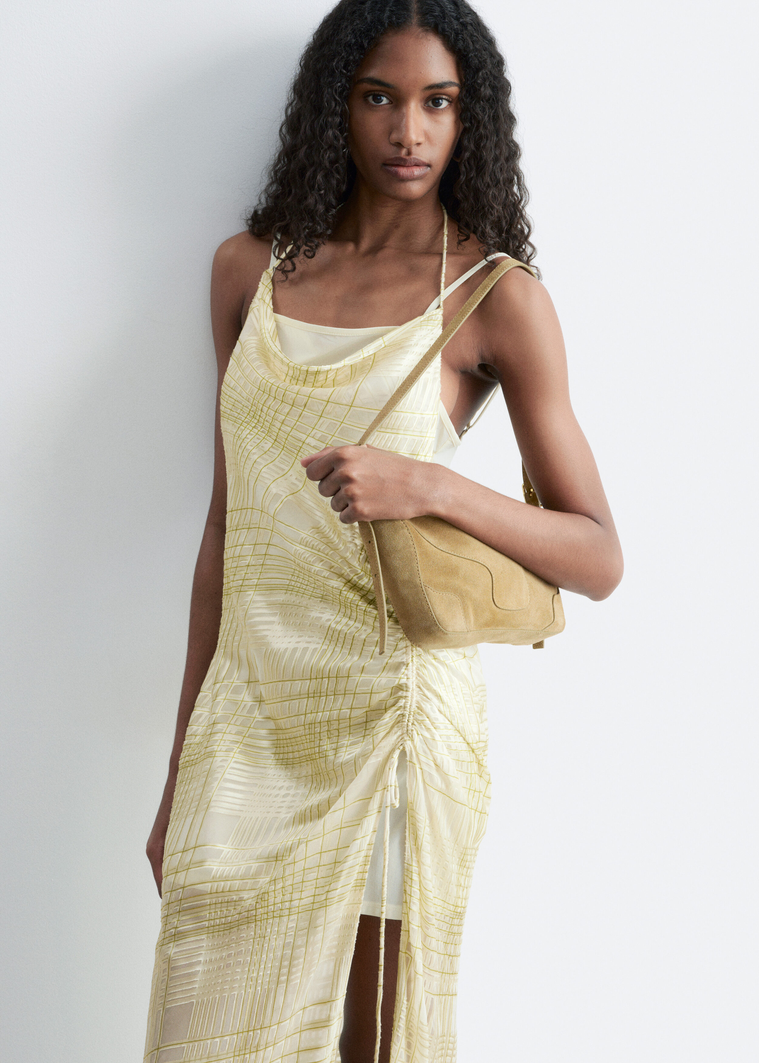 & Other Stories COWL-NECK JACQUARD MIDI DRESS