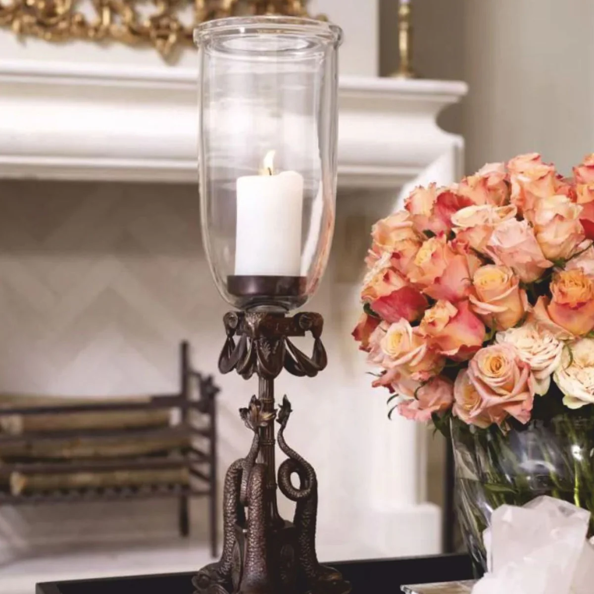 Luxury Baroque candlestick bronze H. 68 cm - Baroque decorative accessories