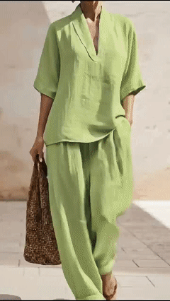 Plus Size Friendly New Arrivals🔥 Women's Casual Cozy Minimalist Linen Two-piece Set - Nordfashionstorm - Women's Clothing, Fashion for You - Nordfashionstorm.com