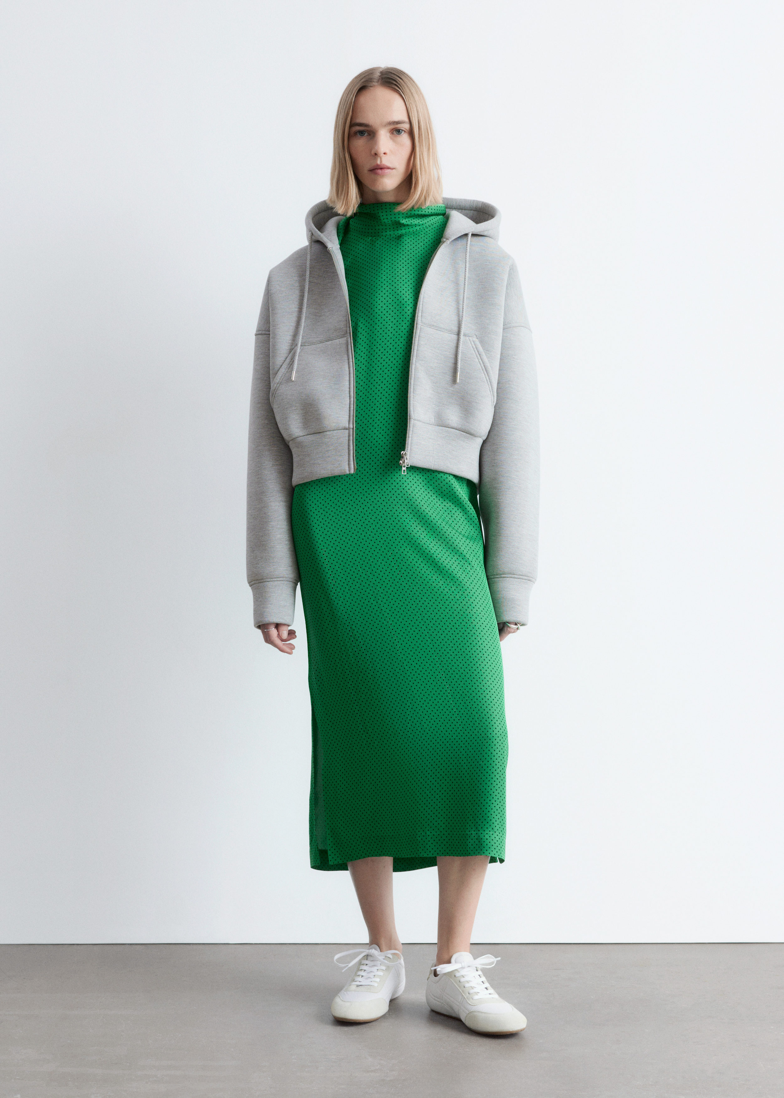 & Other Stories CROPPED SCUBA ZIP-UP HOODIE