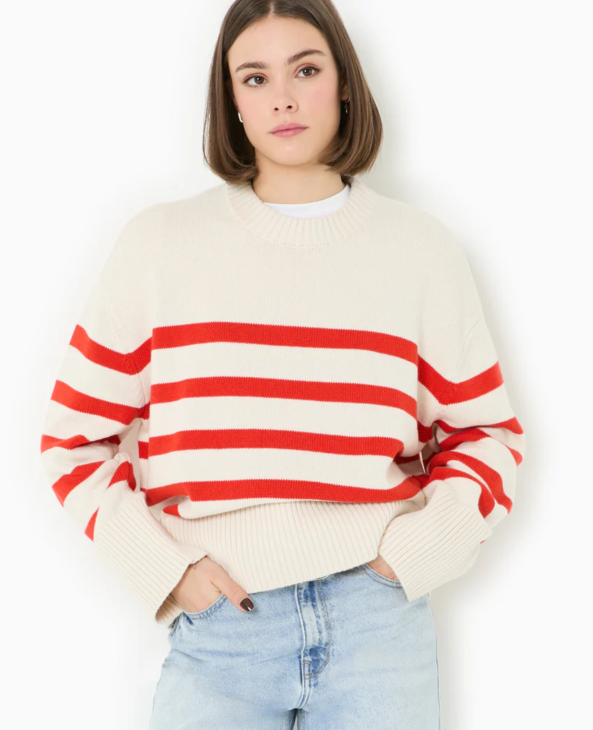 Pimkie Pull oversize rayé avec grands bord-côtes
