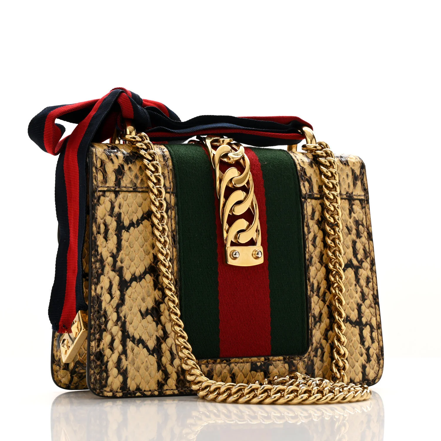 Snakeskin Mini Sylvie Chain Shoulder Bag Roccia - Top Club