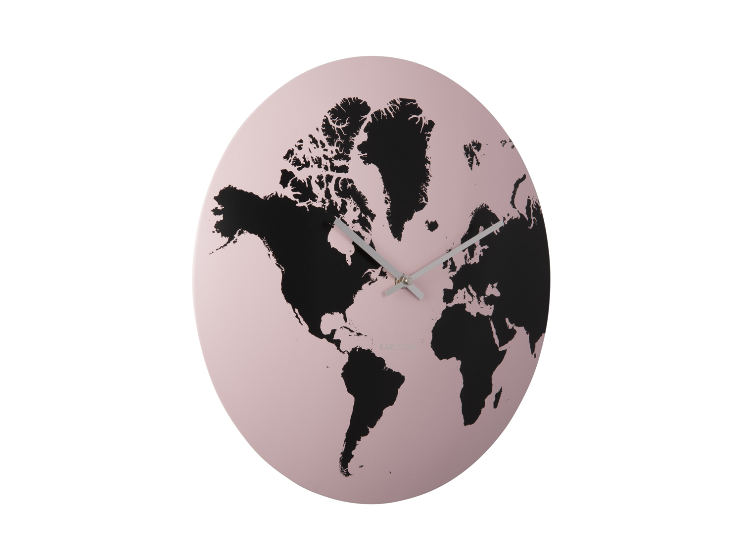Wall clock World Map iron soft pink