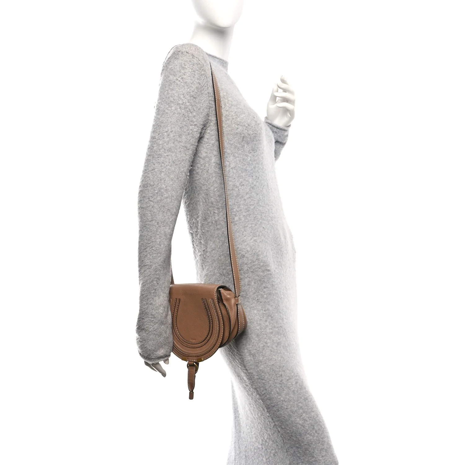 Calfskin Mini Marcie Round Crossbody Bag Nut - Top Club