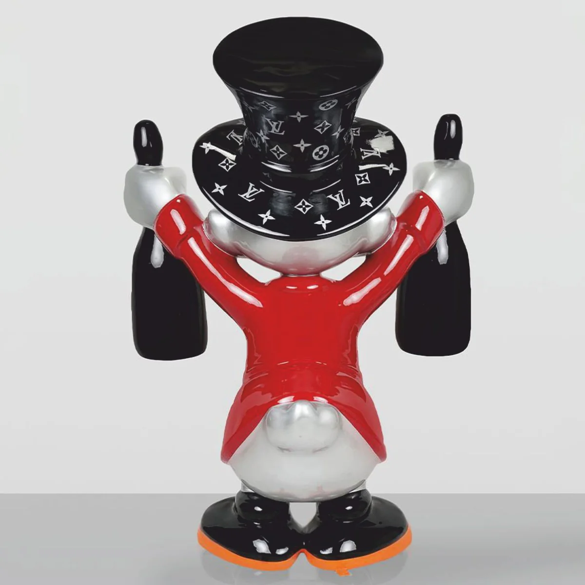 XXL decorative sculpture duck red / silver / black H. 120 cm - large decorative figure