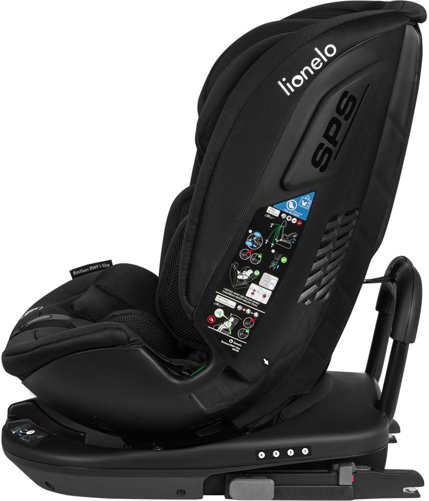 LIONELO Bastiaan RWF Seggiolino Auto per Bambini 0-36 kg Rotante 360° ISOFIX I-Size l'Ultimo Standard Montaggio Avanti e Retro Protezione Laterale Regolatzione completa (BASTIAAN I-SIZE, Nero Carbon)