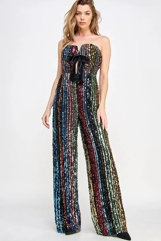 Don't Start Now Multi Sequin Jumpsuit - ALJEGJ