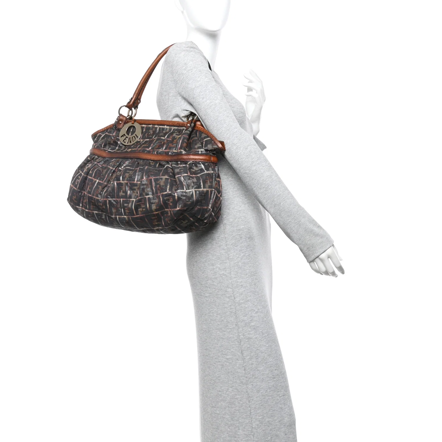 Zucca Calfskin Crocodile Embossed Large Chef Shopper Tote Tobacco