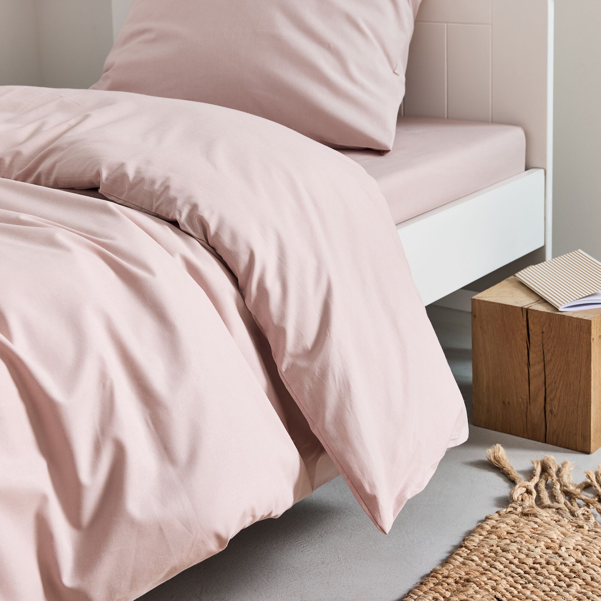 CALANQUES - Linge de lit uni en coton - rose rosa