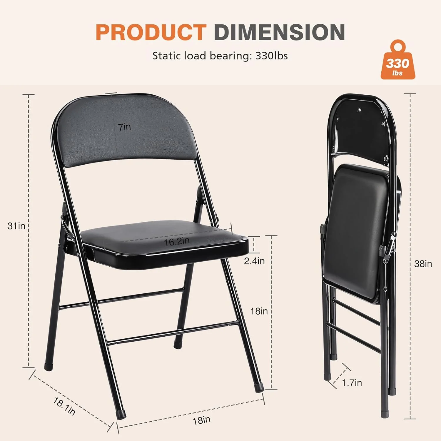Sweetcrispy Folding Chair 12 Pack, Leather Padded Folding Chairs, Sturdy Metal Foldable Chairs