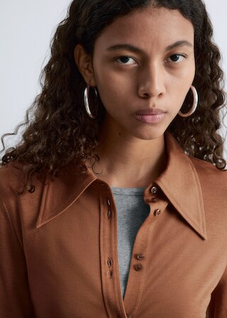 & Other Stories POINTED-COLLAR JERSEY SHIRT