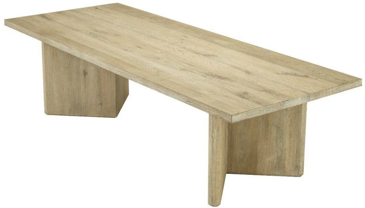 Luxury solid wood dining table natural colors 280 x 110.5 x H. 76 cm - Rectangular oak wood kitchen table - Luxury solid wood dining room furniture