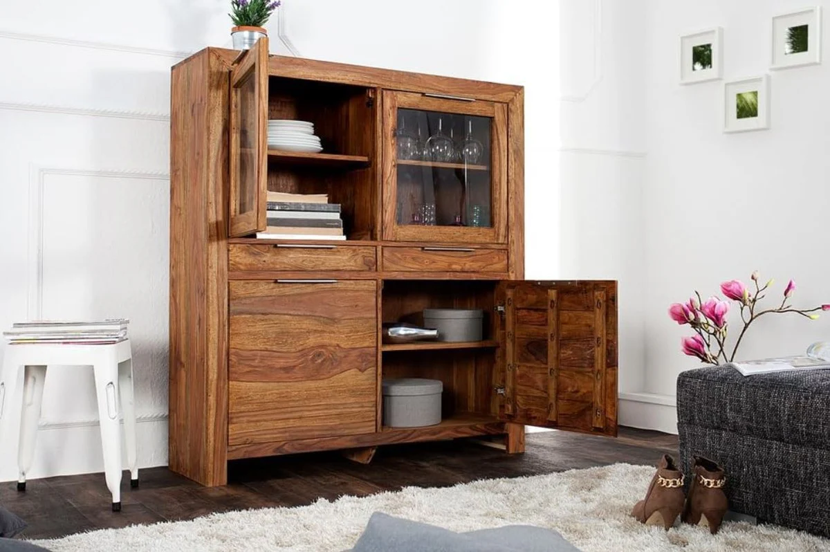 Dining room cupboard with 4 doors and 2 drawers brown 120 x 35 x H. 140 cm