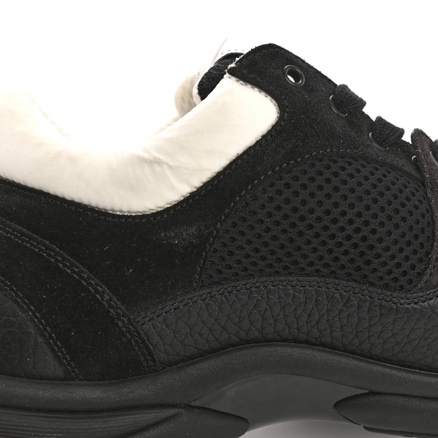Mesh Suede Grained Calfskin Womens CC Sneakers 39.5 Black White - Top Club
