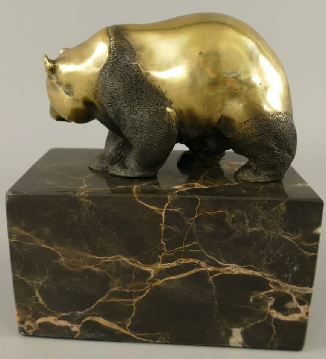 Bronze sculpture panda bear gold / black 13 x 7 x H. 15 cm - bronze figure - decorative figure - desk decoration accessories
