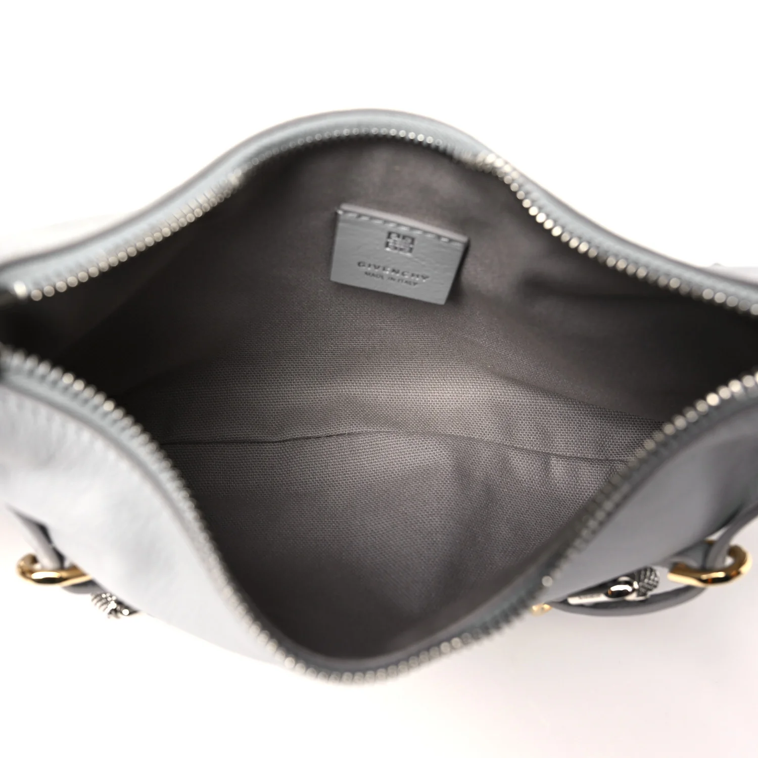 Tumbled Calfskin Mini Voyou Boyfriend Party Bag Light Grey - Top Club