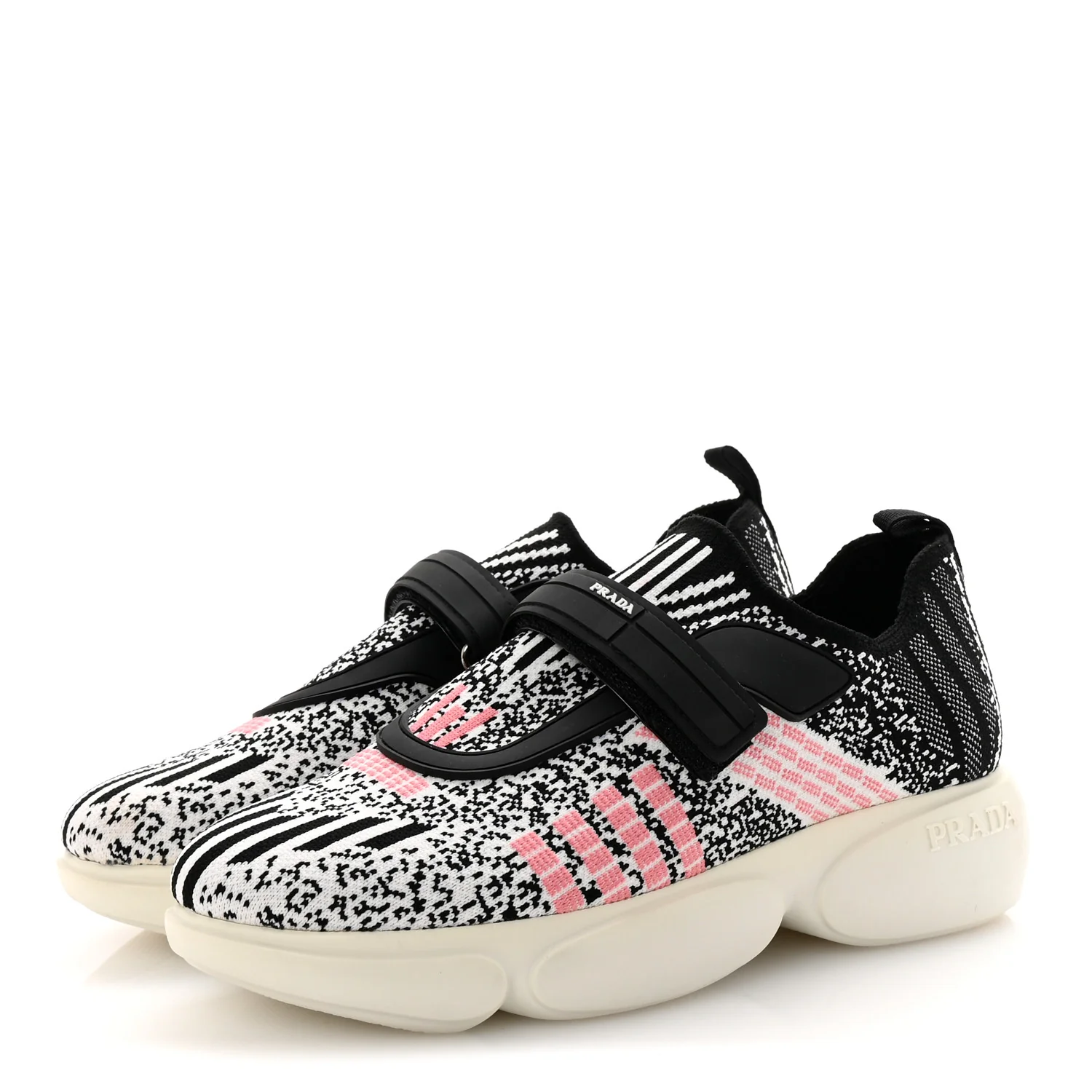 Rubber Knit Printed Fabric Cloudbust Air Sneakers 37 White Pink Black - Top Club