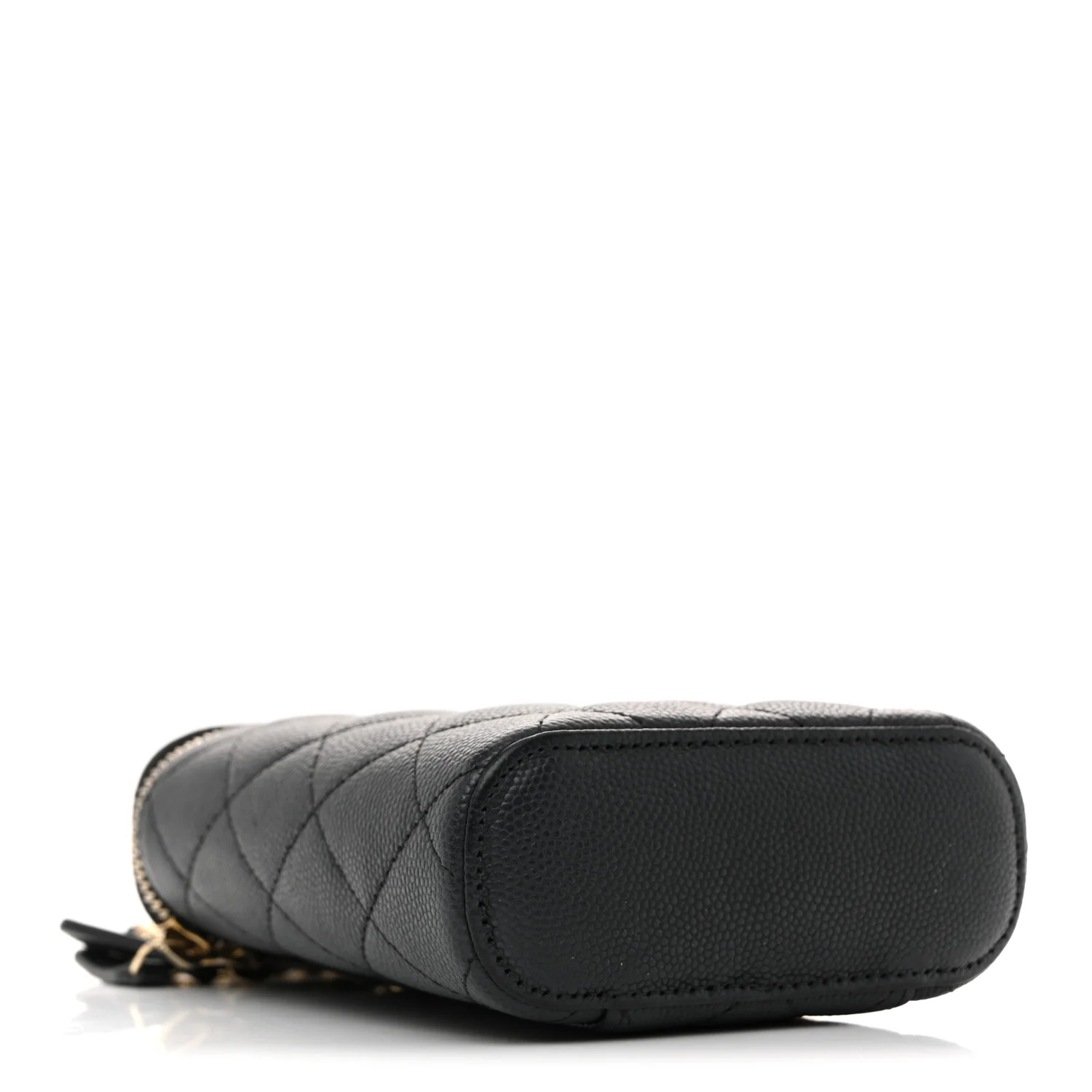 Caviar Quilted Small Vertical Coco Beauty Vanity Case With Chain Black - Top Club