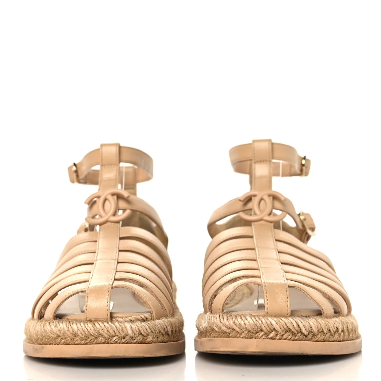 Lambskin Espadrille Sandals 37 Beige - Top Club