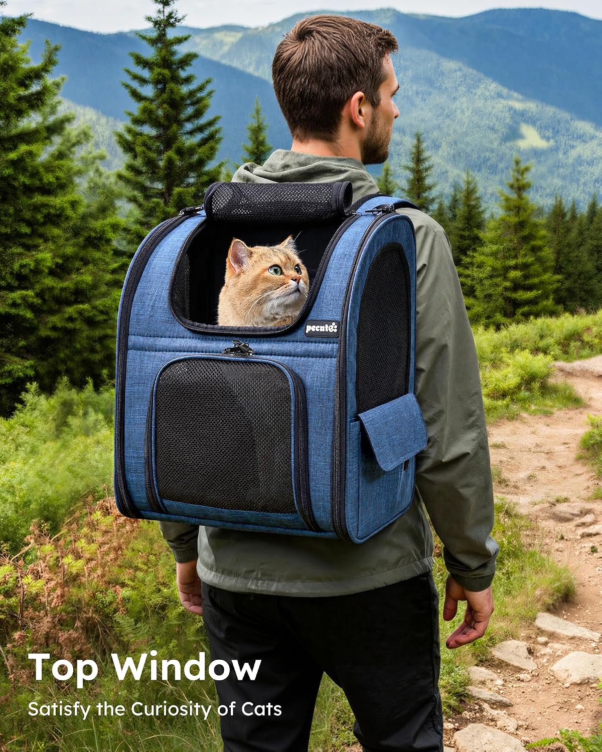 Pecute Cat Backpack Carrier Expandable - Blue