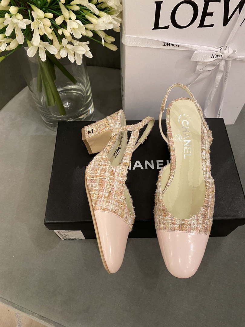 Chanel Women's G31318 Slingbacks Goatskin Grosgrain Sandals Shoes C91003 - Sneaker Replica Workshop