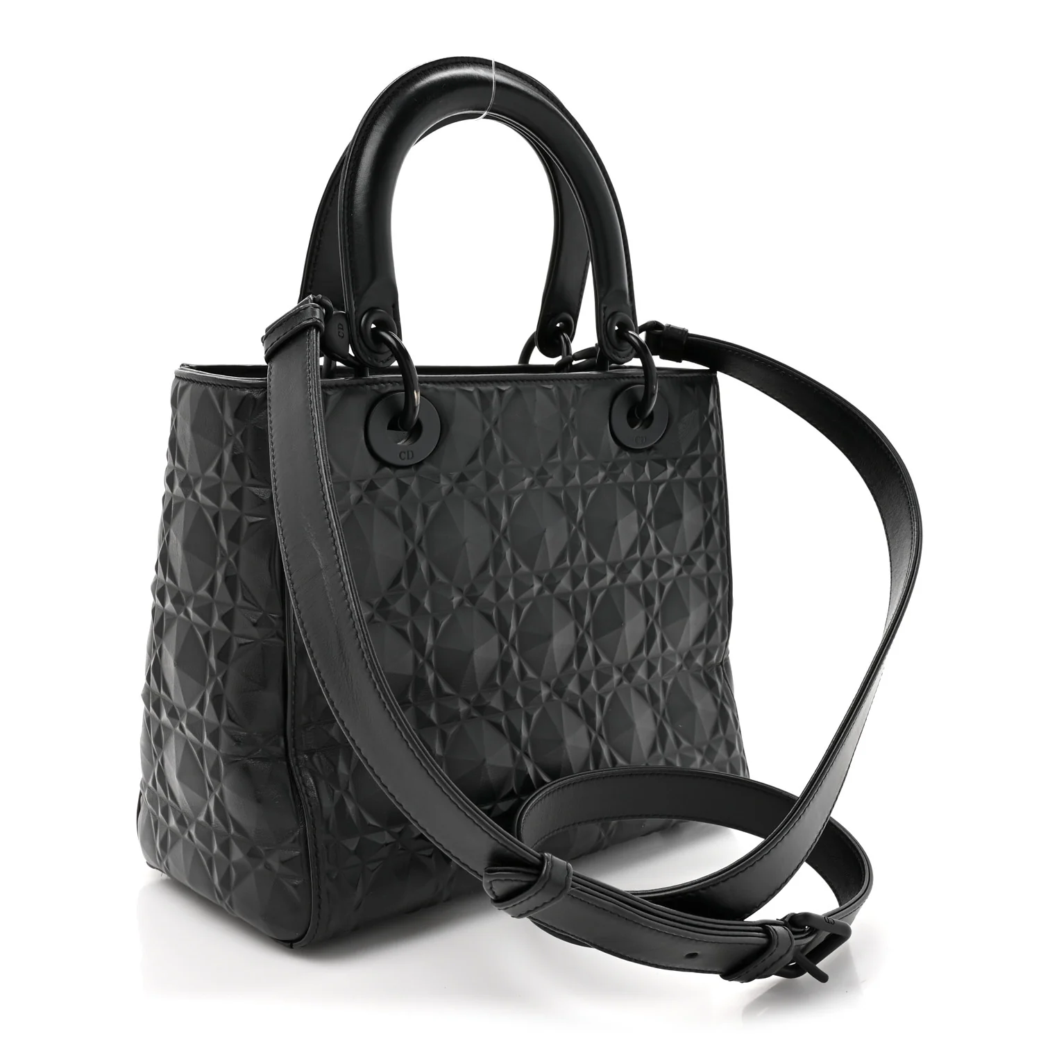 Calfskin Cannage Diamond Cannage Medium Lady Dior Black - Top Club