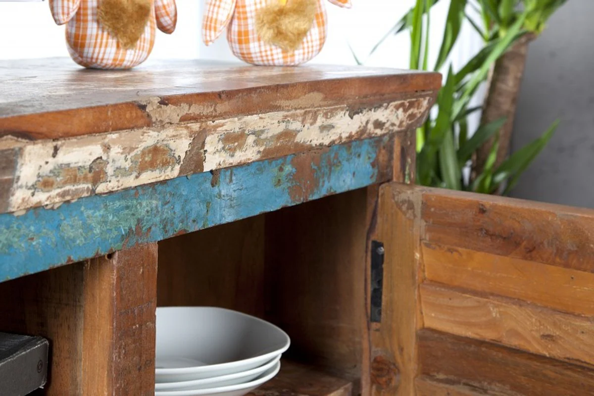 Designer sideboard multicolored W.150 x H.60 x D.40 - TV cabinet - chest of drawers - handmade - solid wood