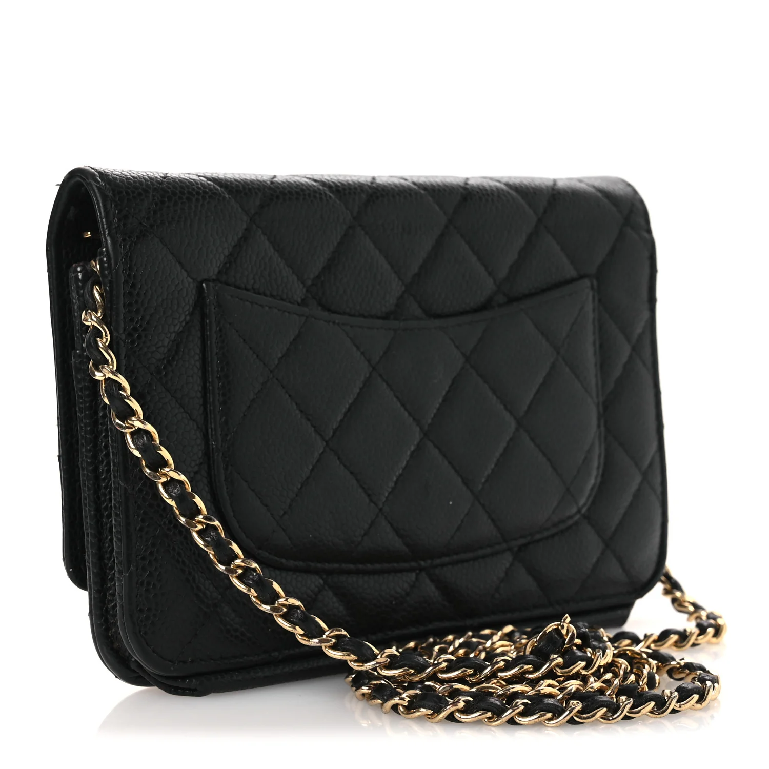 Caviar Quilted Wallet on Chain WOC Black
