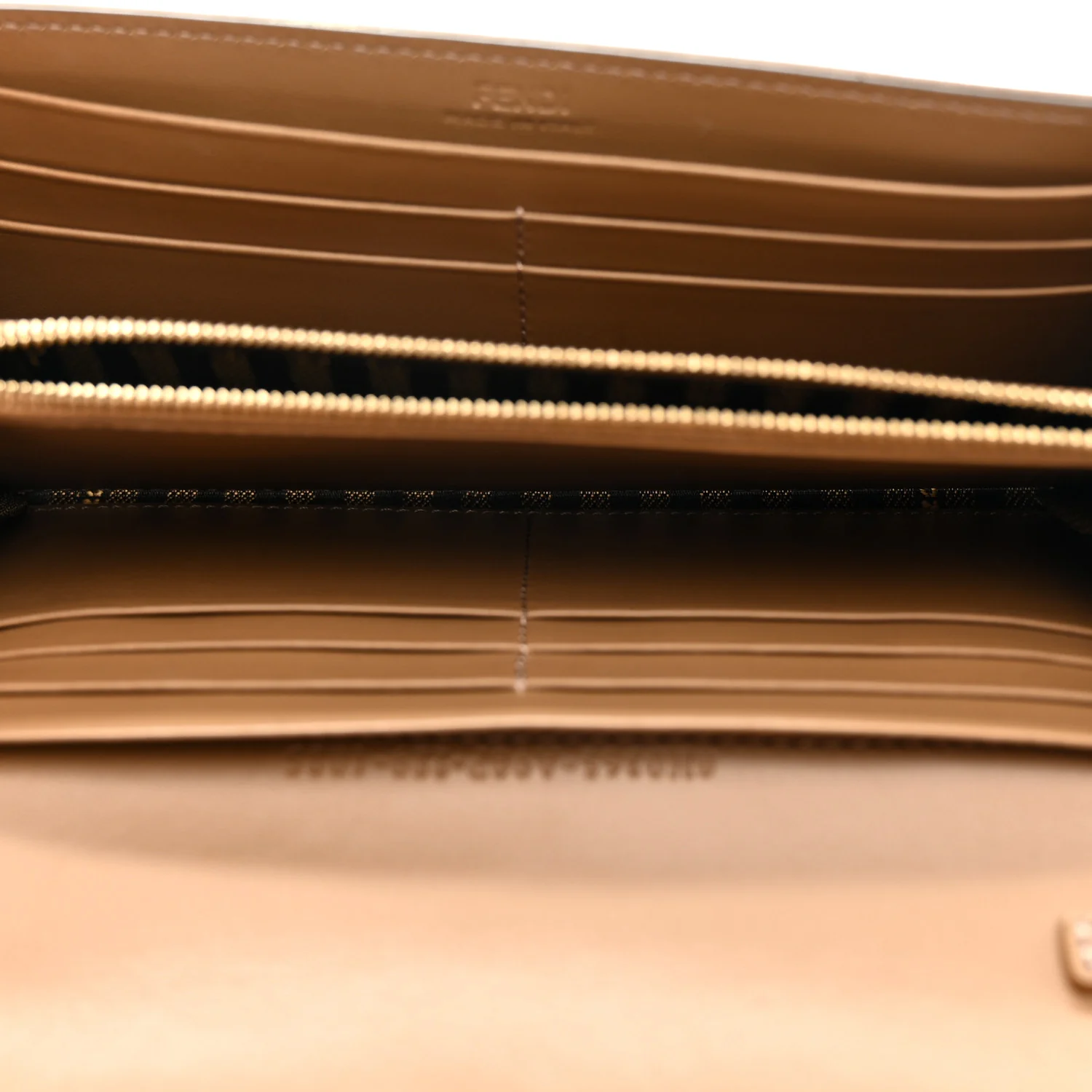 Fabric Jacquard FF 1974 Continental Wallet On Chain Tobacco Moro - Top Club