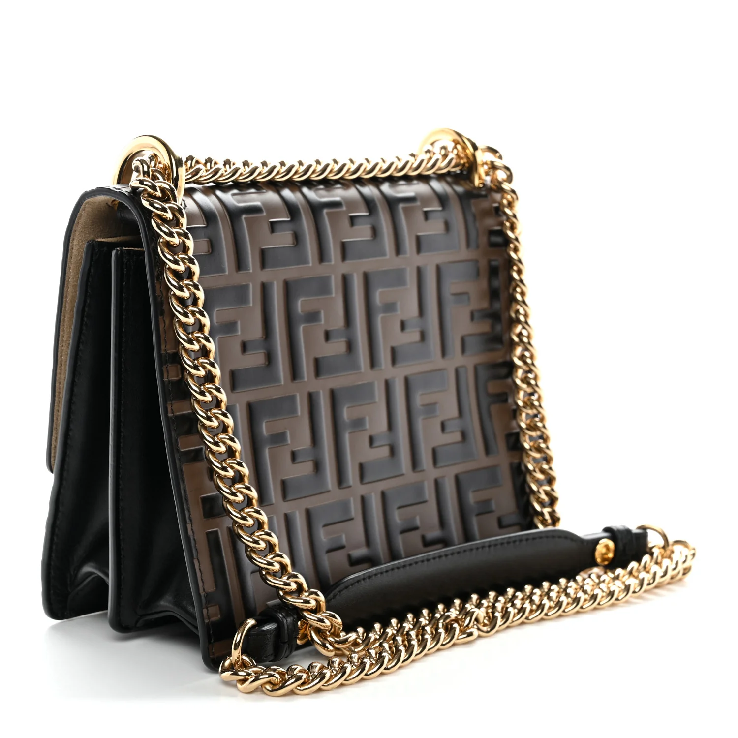 Vitello Liberty Bi-Color FF 1974 Embossed Small Kan U Shoulder Bag Maya Black - Top Club
