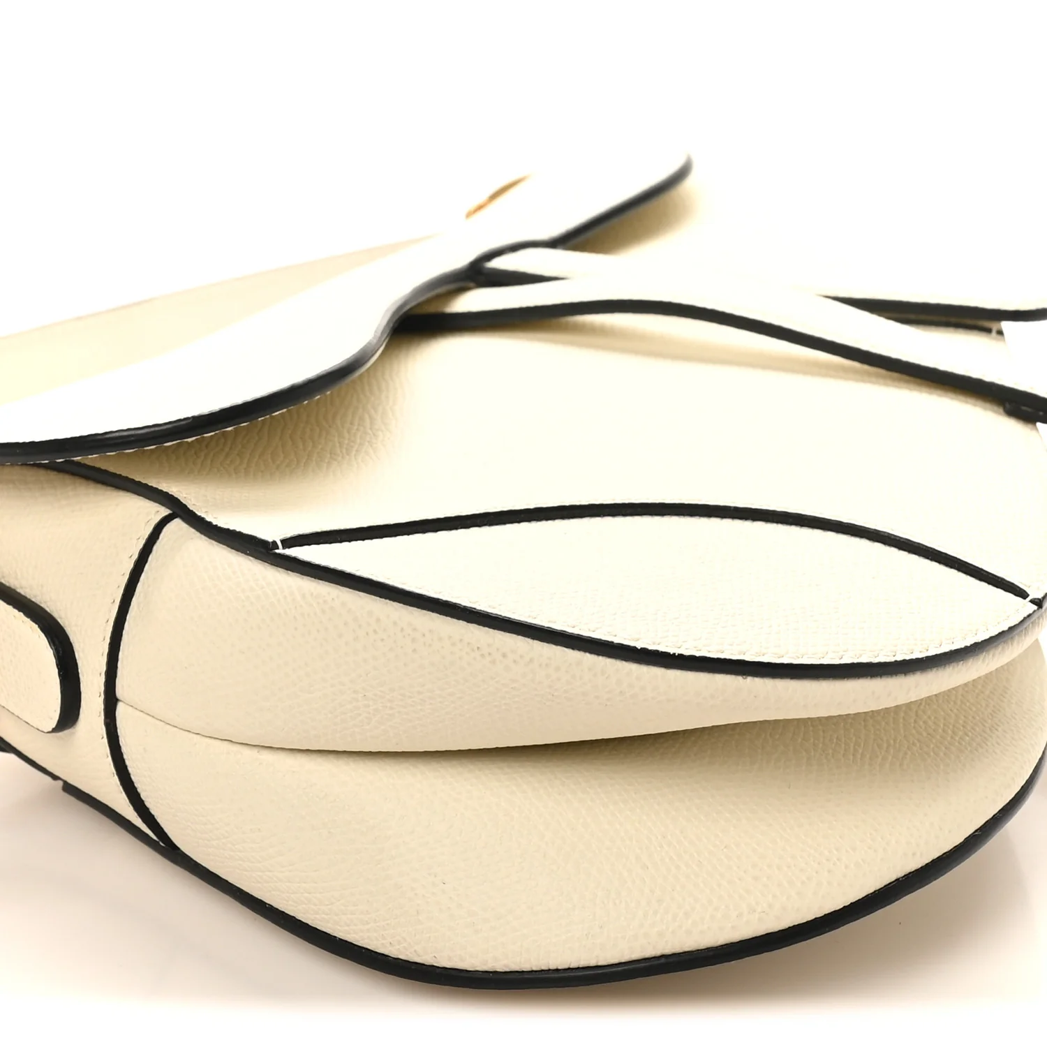Grained Calfskin Saddle Bag White - Top Club