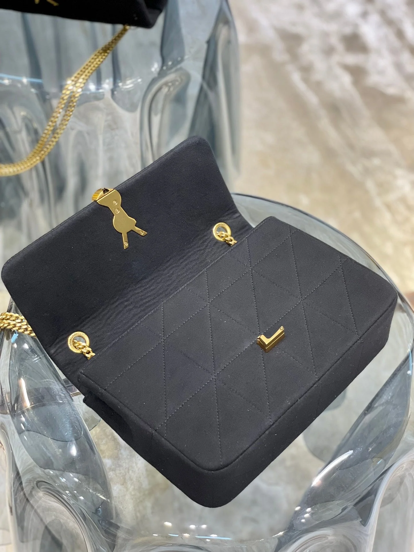 YSL Jamie Medium Chain Bag Black Carr�� Rive Gauche 24��15.5��6.5cm - Top Club