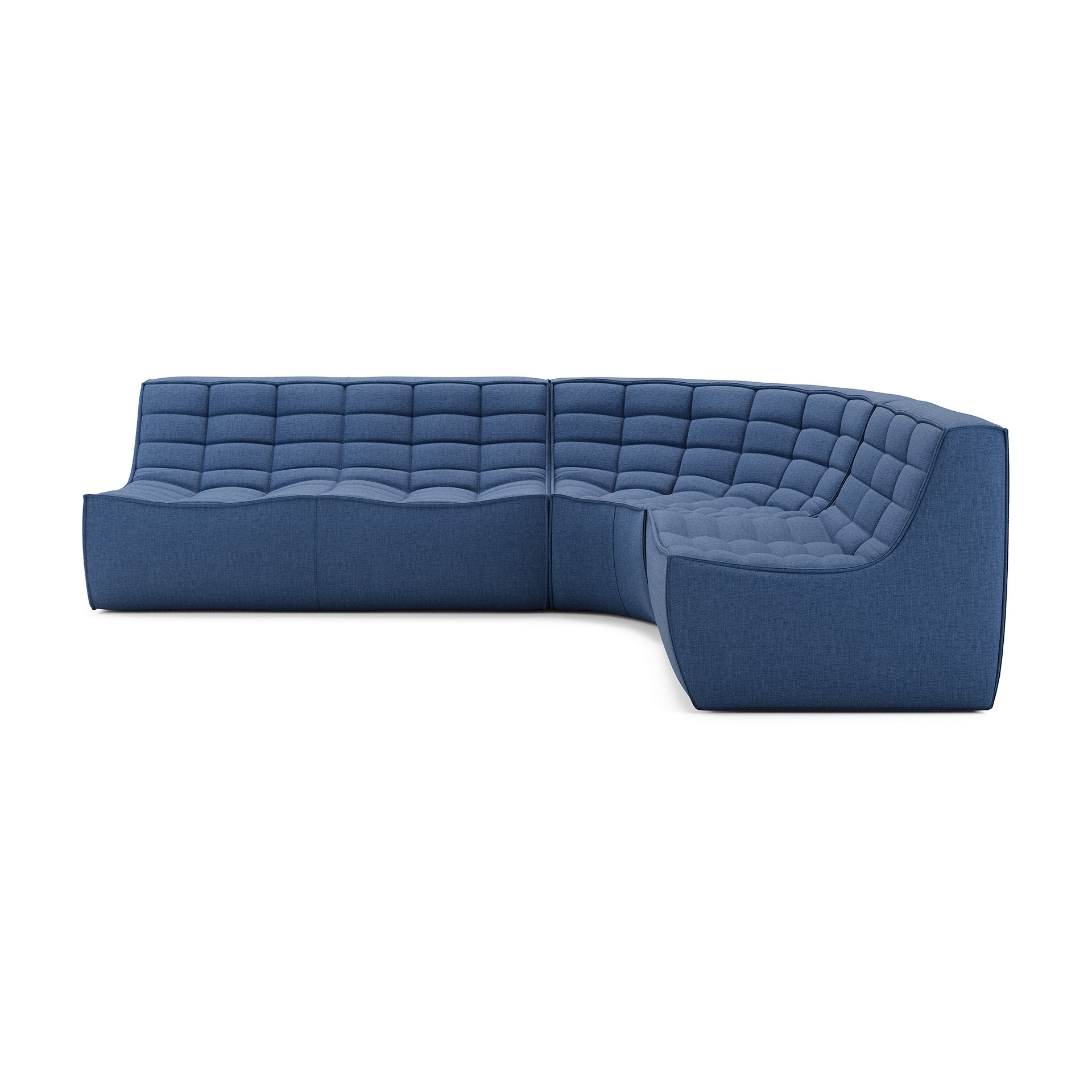 Modulaire bank N701 blue set 1 + 2 seat 90° ronde hoek