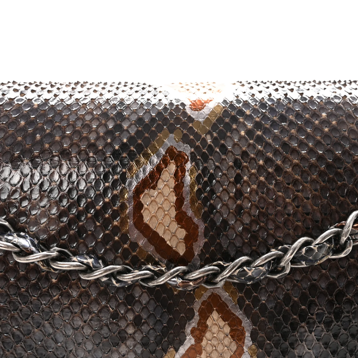 Metallic Snakeskin Jumbo Double Flap Blue - Top Club